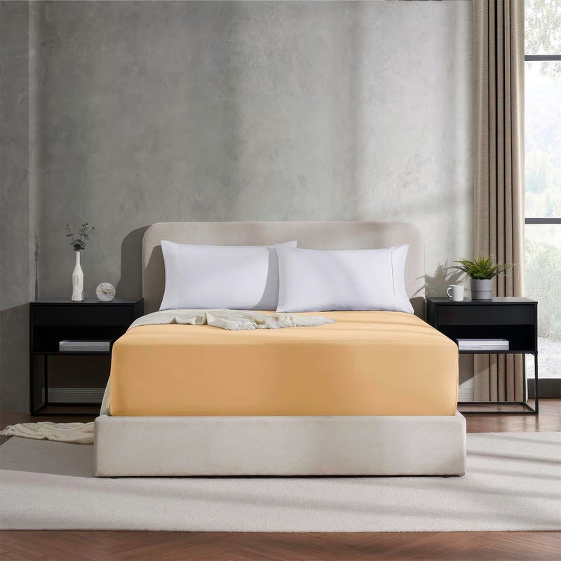 Nestl Camel Gold Extra Deep Pocket Fitted Sheet Full Size, Hotel Luxury Deep Pocket Full Size Fitted Sheet Only Easily Fits 18 to 24 Inch Mattress, Soft, Wrinkle-Free, Breathable with Corner Straps - Image 2